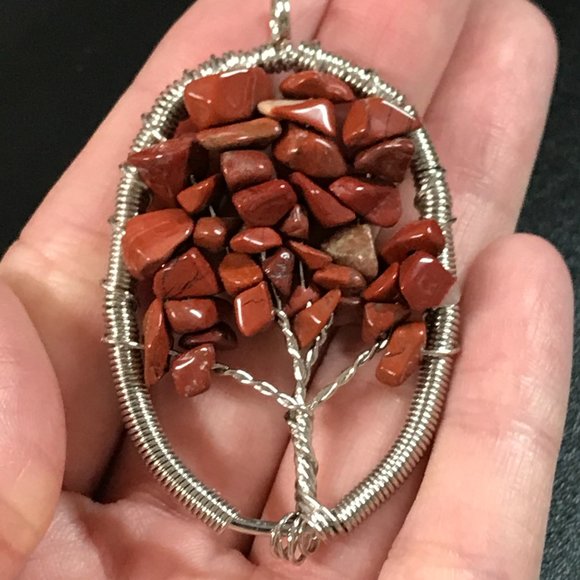 2 1/8" Red Jasper Tree of Life Pendant - Picture 3 of 5